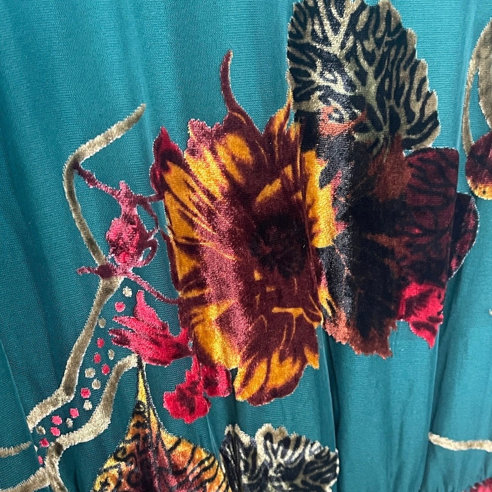 Baltic Born Valen Maxi Dress XL Jade Multi Floral Burnout Velvet Flutter Sleeve - Picture 11 of 12